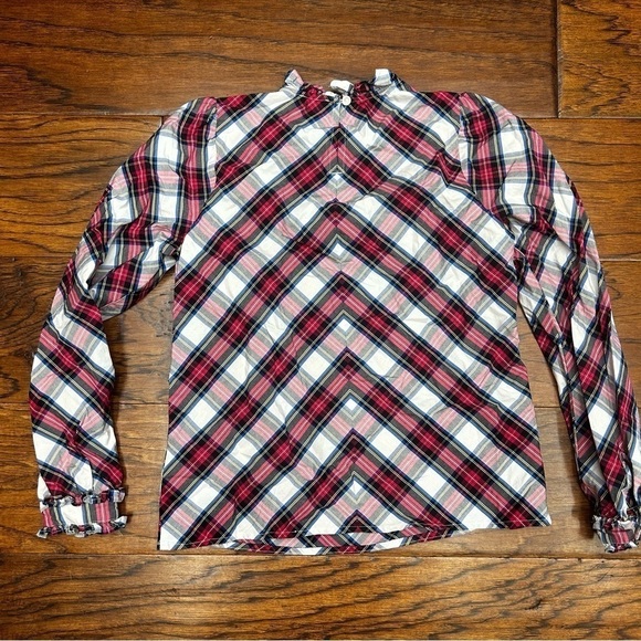 J crew factory Cotton-blend poplin ruffleneck top - Picture 3 of 7